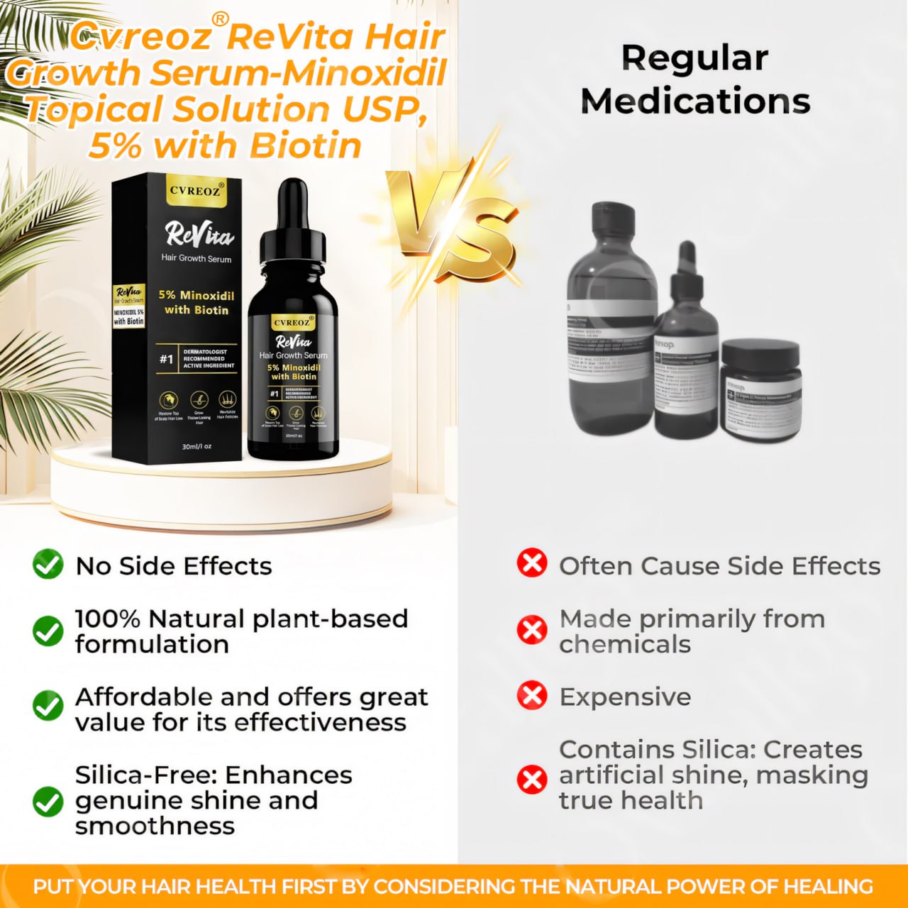 đ„ HOT SALE: 60% OFFđ„CvreozÂź ReVita Hair Growth Serum - Minoxidil Topical Solution USP, 5% with Biotin