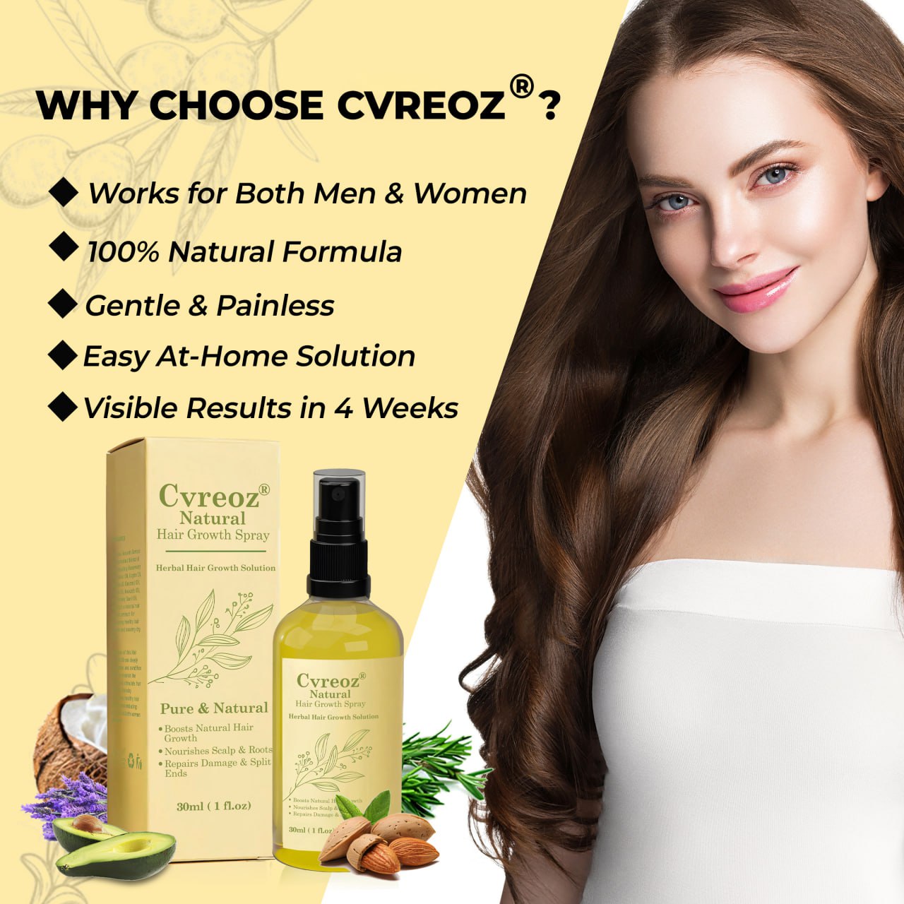 đ„60% OFF TODAY ONLYđ„CvreozÂź Natural Hair Growth Spray
