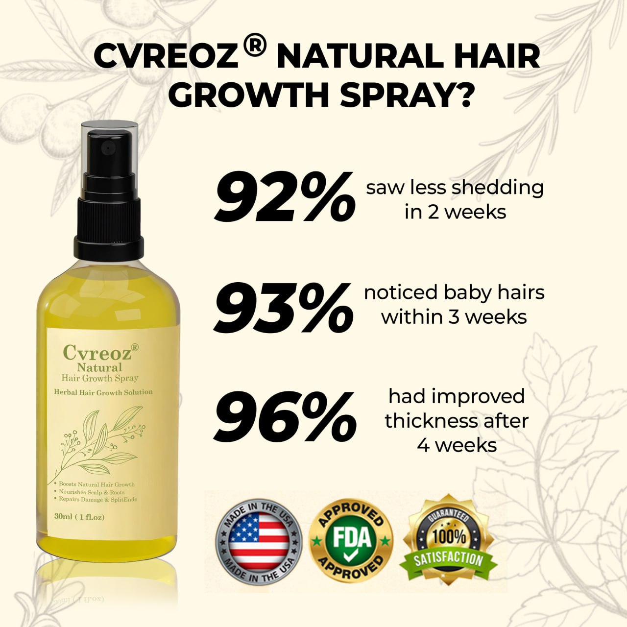 đ„60% OFF TODAY ONLYđ„CvreozÂź Natural Hair Growth Spray