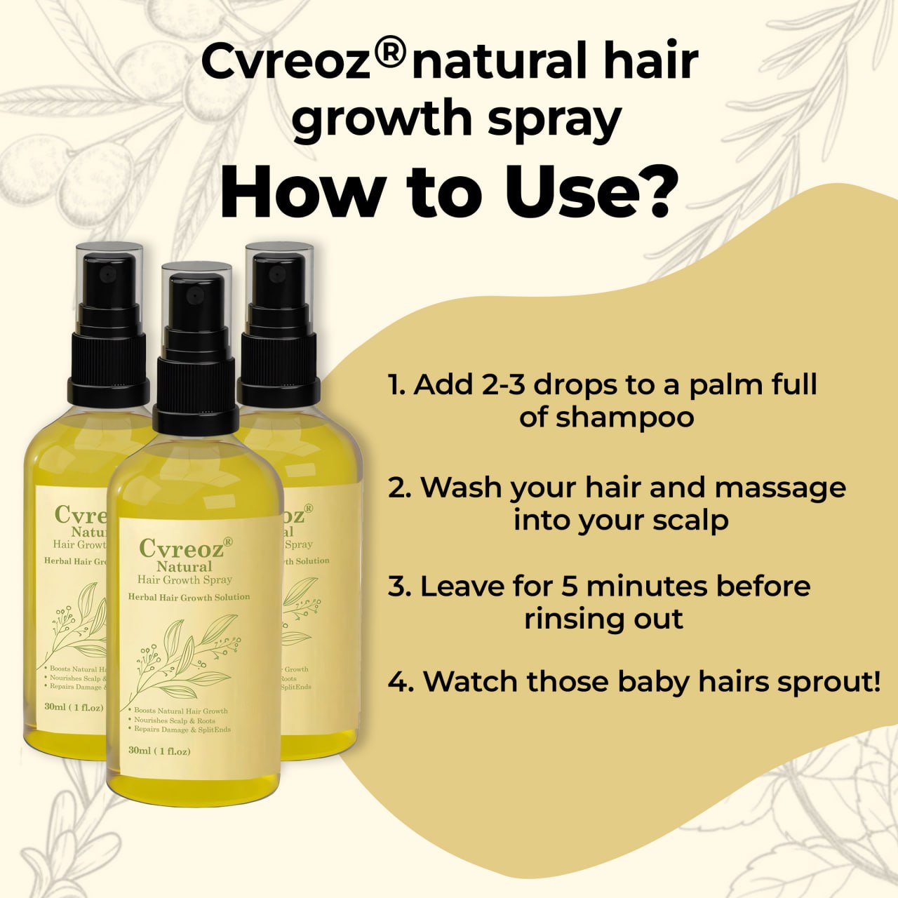 đ„60% OFF TODAY ONLYđ„CvreozÂź Natural Hair Growth Spray