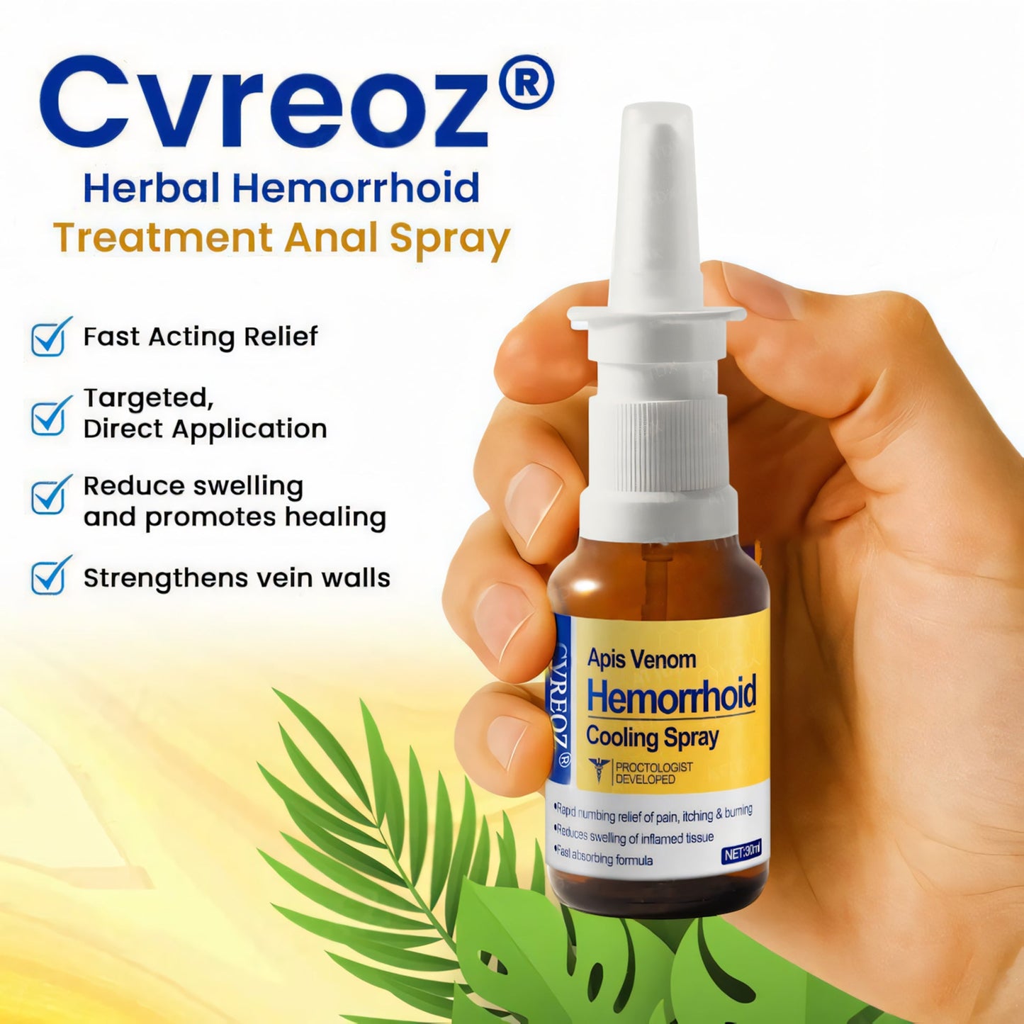 🔥 LIMITED OFFER: Sale up to 60%  🔥 Cvreoz® Apis Venom Hemorrhoid Cooling Spray