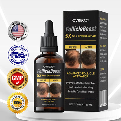 ⭐ CVREOZ® FollicleBoost 5X Hair Growth Serum 🪮