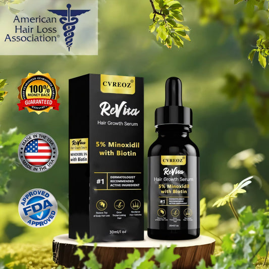 🔥 HOT SALE: 60% OFF🔥Cvreoz® ReVita Hair Growth Serum - Minoxidil Topical Solution USP, 5% with Biotin